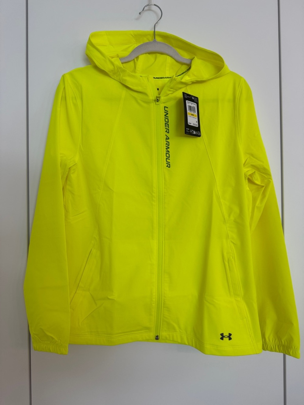 Under Armour Neon Yellow Women Hooded Rain Jacket
